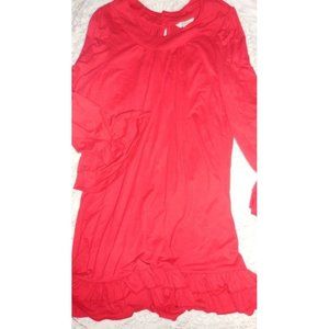 nwot K.C Parker red rayon bell sleeve ruffle dress girl 16